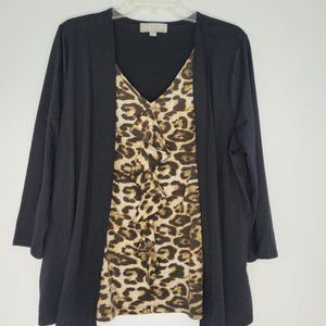 Carolyn Taylor, XL, Black top with cheetah print